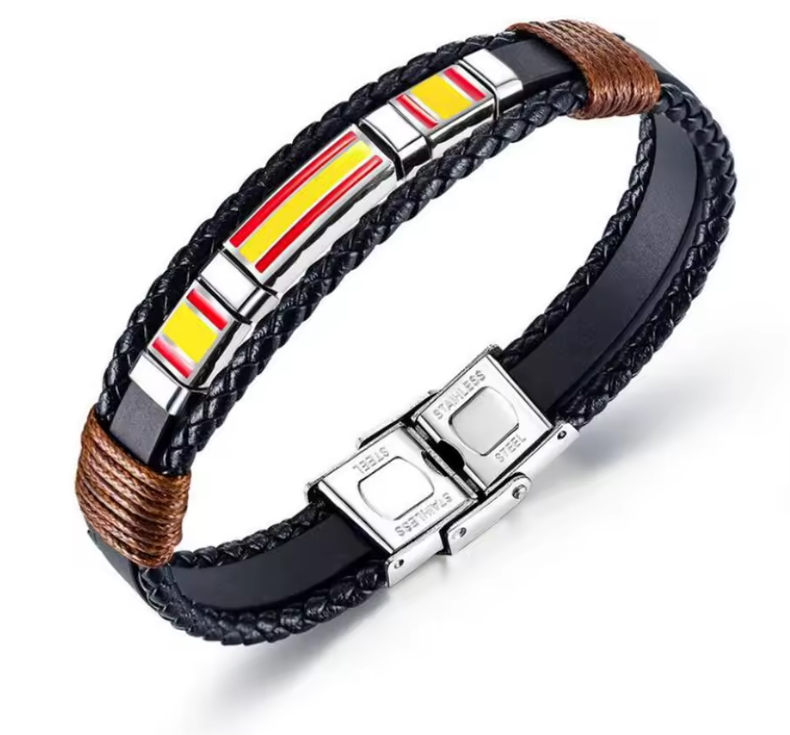 Pulsera de Cuero con Bandera de España – Edición Clásica